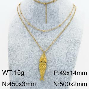 SS Gold-Plating Necklace - KN299122-Z