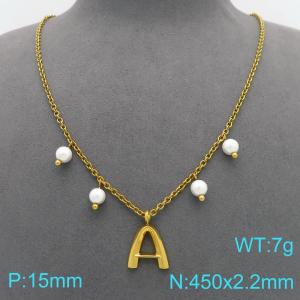 SS Gold-Plating Necklace - KN299337-Z