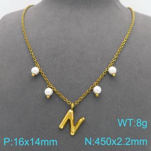 SS Gold-Plating Necklace - KN299350-Z