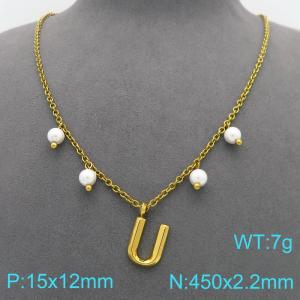 SS Gold-Plating Necklace - KN299357-Z