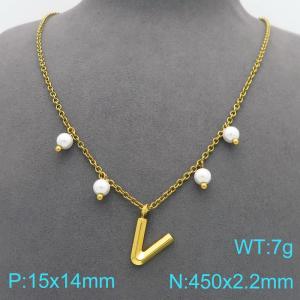 SS Gold-Plating Necklace - KN299358-Z