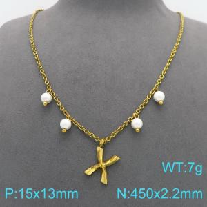 SS Gold-Plating Necklace - KN299360-Z