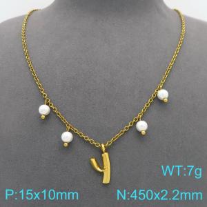 SS Gold-Plating Necklace - KN299361-Z