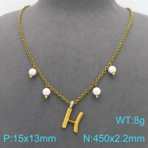 SS Gold-Plating Necklace - KN299396-Z