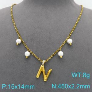 SS Gold-Plating Necklace - KN299402-Z