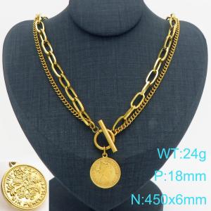 SS Gold-Plating Necklace - KN299626-Z