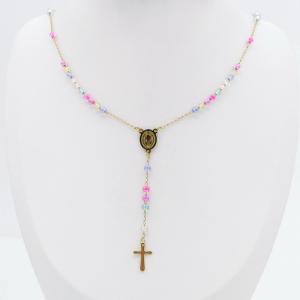 Stainless Steel Rosary Necklace - KN299840-NJ