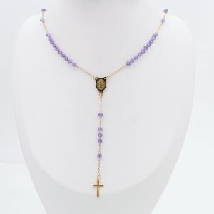 Stainless Steel Rosary Necklace - KN299842-NJ