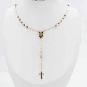 Stainless Steel Rosary Necklace - KN299843-NJ