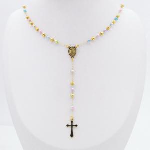 Stainless Steel Rosary Necklace - KN299855-NJ