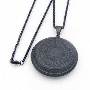 Stainless Steel Black-plating Necklace - KN300024-TK