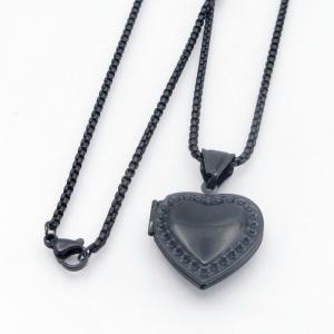 Stainless Steel Black-plating Necklace - KN300033-TK