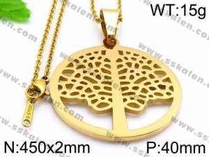 SS Gold-Plating Necklace - KN30032-K
