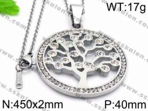Stainless Steel Stone & Crystal Necklace - KN30034-K
