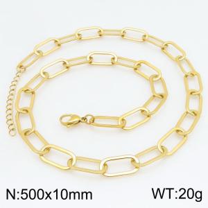 Stainless steel minimalist electroplated gold necklace - KN300682-KFC