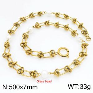 SS Gold-Plating Necklace - KN300723-Z