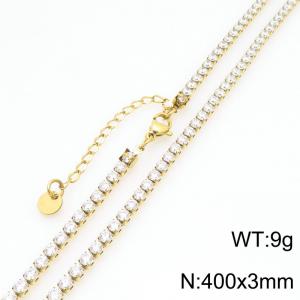 Stainless Steel Stone Necklace - KN300875-GSD