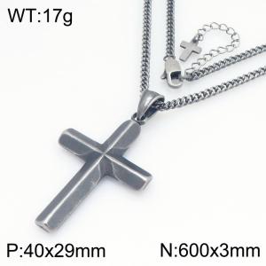 Stainless steel chain paired with cross pendant necklace jewelry - KN300970-KFC