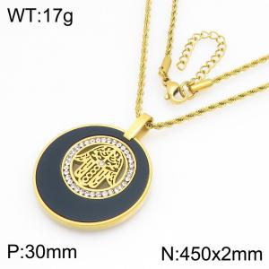 Stainless Steel Stone & Crystal Necklace - KN300984-GC