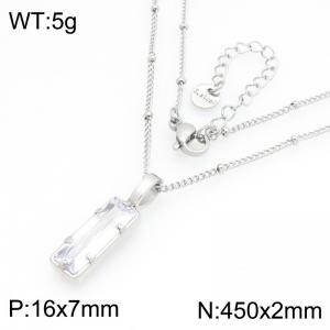 Stainless Steel Stone & Crystal Necklace - KN300987-GC