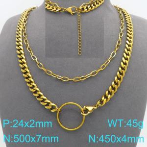 SS Gold-Plating Necklace - KN301085-Z