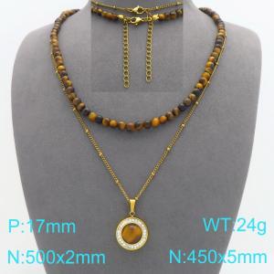 SS Gold-Plating Necklace - KN301149-Z