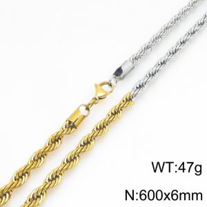 Stainless steel jewelry Fried Dough Twists shaped necklace - KN301463-Z