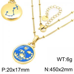 Twelve Constellation Necklace Stainless Steel Jewelry - KN301473-GC