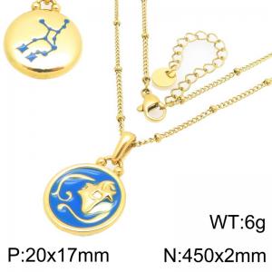 Twelve Constellation Necklace Stainless Steel Jewelry - KN301474-GC