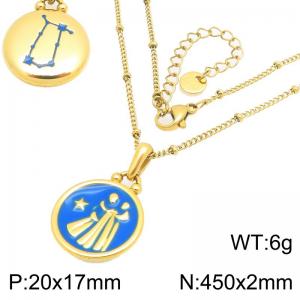 Twelve Constellation Necklace Stainless Steel Jewelry - KN301480-GC