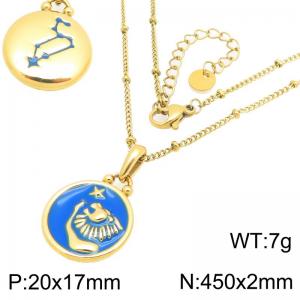 Twelve Constellation Necklace Stainless Steel Jewelry - KN301482-GC