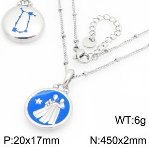 Twelve Constellation Necklace Stainless Steel Jewelry - KN301486-GC