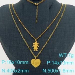SS Gold-Plating Necklace - KN301614-Z