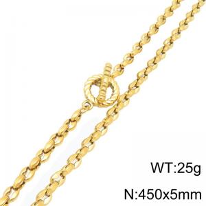 SS Gold-Plating Necklace - KN302140-Z