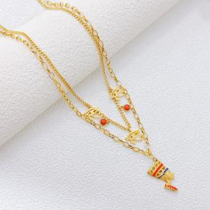 SS Gold-Plating Necklace - KN302288-SXSJ
