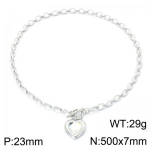 Stainless Steel Stone Necklace - KN302639-Z