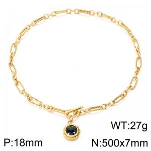 Stainless Steel Stone Necklace - KN302646-Z