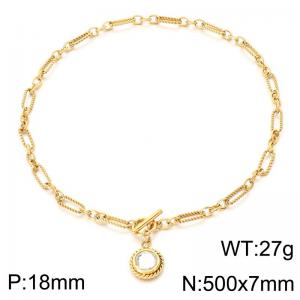 Stainless Steel Stone Necklace - KN302647-Z