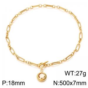 Stainless Steel Stone Necklace - KN302648-Z