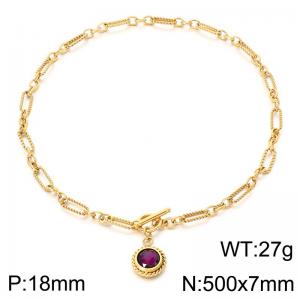 Stainless Steel Stone Necklace - KN302649-Z