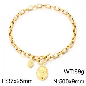SS Gold-Plating Necklace - KN302661-Z
