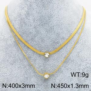 SS Gold-Plating Necklace - KN302877-SS