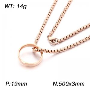 A fashionable jewelry stainless steel chain with a round ring pendant necklace - KN302957-K