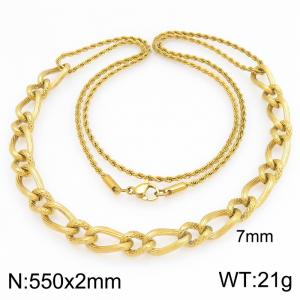 SS Gold-Plating Necklace - KN303043-Z