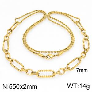 SS Gold-Plating Necklace - KN303045-Z