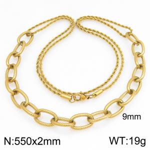 SS Gold-Plating Necklace - KN303047-Z