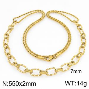 SS Gold-Plating Necklace - KN303049-Z