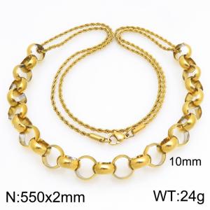 SS Gold-Plating Necklace - KN303051-Z