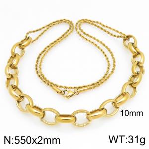 SS Gold-Plating Necklace - KN303053-Z