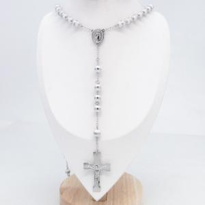 Stainless Steel Rosary Necklace - KN303250-JG